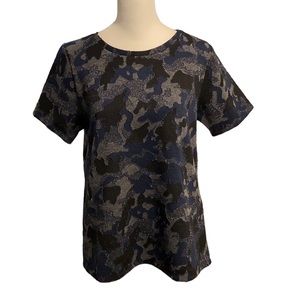 DANTELLE blue camo textured top
